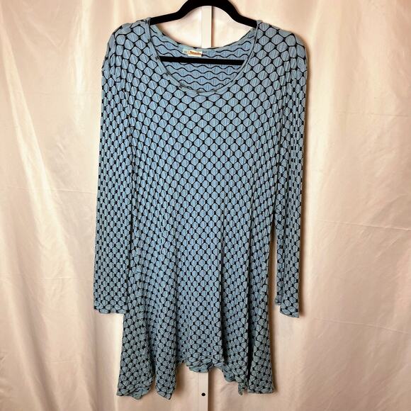Tianello by Steve Barraza XL Blue Textured Asymmetrical Hem Tunic Top Artsy - Picture 1 of 6